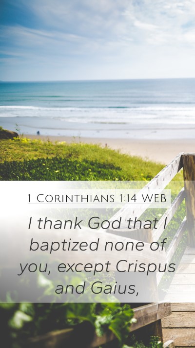 1 Corinthians 1:14 WEB Bible Verse Image