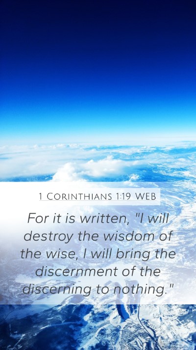 1 Corinthians 1:19 WEB Bible Verse Image