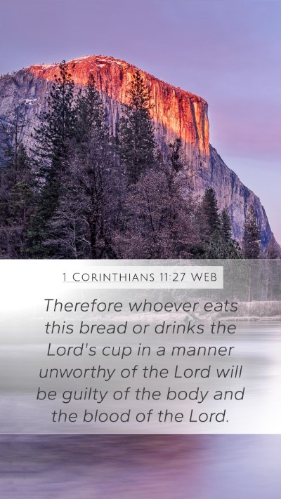 1 Corinthians 11:27 WEB Bible Verse Image