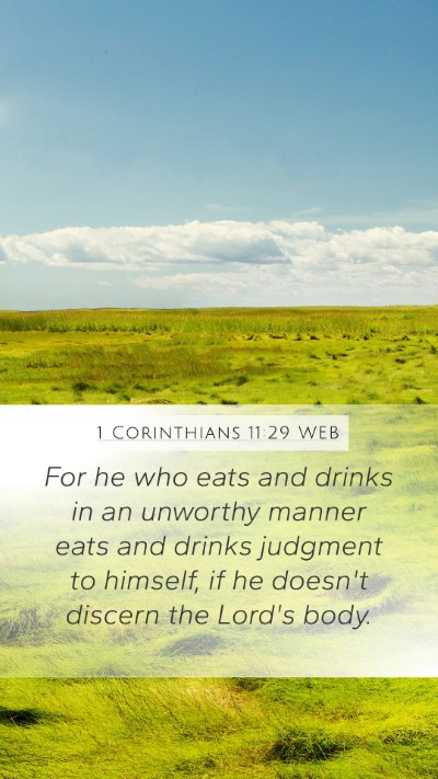 1 Corinthians 11:29 WEB Bible Verse Image