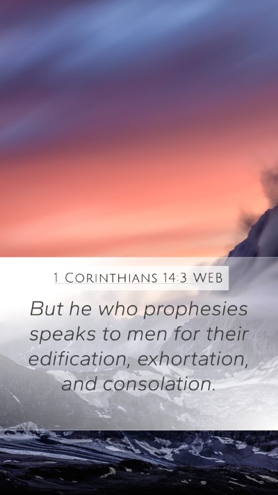 1 Corinthians 14:3 WEB Bible Verse Image