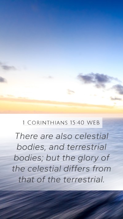 1 Corinthians 15:40 WEB Mobile Phone Wallpaper - There are also celestial bodies, and terrestrial - Mobile Bible Verse Wallpaper