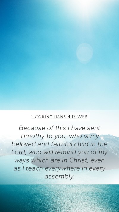 1 Corinthians 4:17 WEB Bible Verse Image
