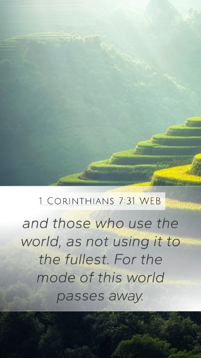 1 Corinthians 7:31 WEB Bible Verse Image