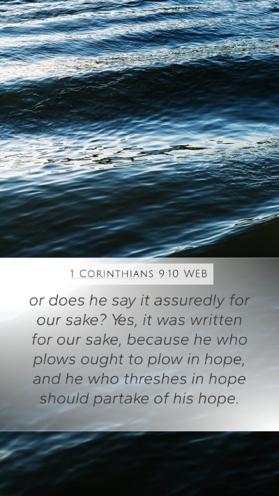 1 Corinthians 9:10 WEB Bible Verse Image