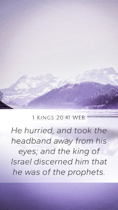 1 Kings 20:41 WEB Mobile Phone Wallpaper - He hurried, and took the headband away from his - Mobile Bible Verse Wallpaper