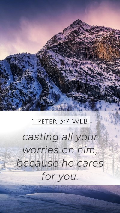 1 Peter 5:7 WEB Bible Verse Image