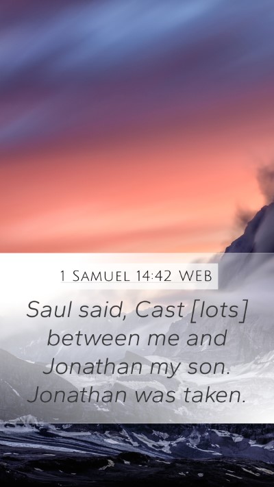 1 Samuel 14:42 WEB Mobile Phone Wallpaper - Saul said, Cast [lots] between me and Jonathan my - Mobile Bible Verse Wallpaper