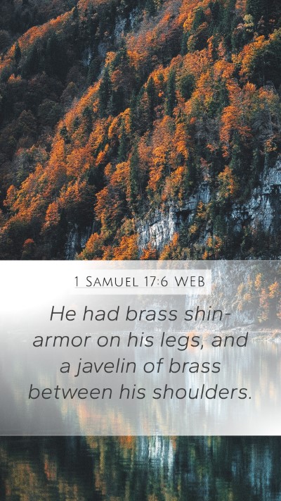 1 Samuel 17:6 WEB Bible Verse Image