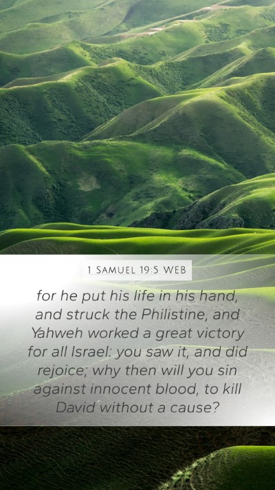 1 Samuel 19:5 WEB Bible Verse Image