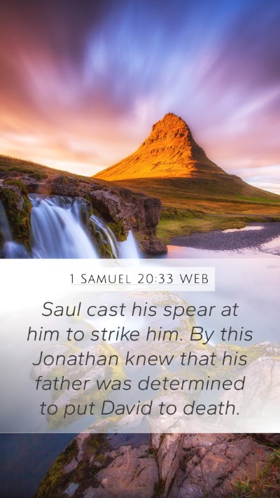 1 Samuel 20:33 WEB Bible Verse Image