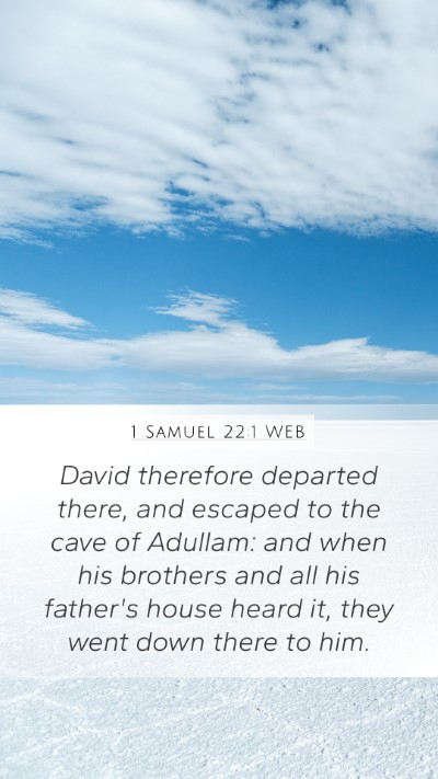 1 Samuel 22:1 WEB Bible Verse Image