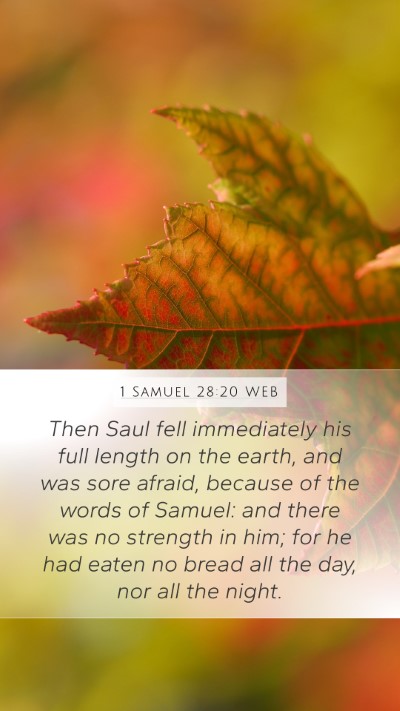 1 Samuel 28:20 WEB Bible Verse Image