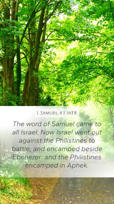 1 Samuel 4:1 WEB Bible Verse Image