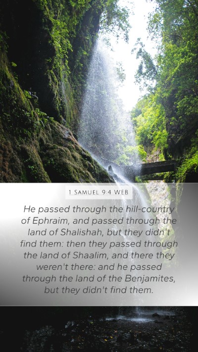1 Samuel 9:4 WEB Bible Verse Image