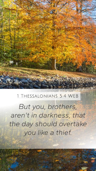 1 Thessalonians 5:4 WEB Bible Verse Image