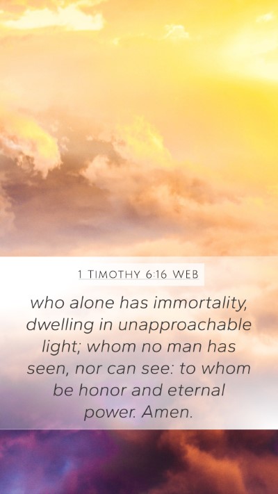 1 Timothy 6:16 WEB Bible Verse Image