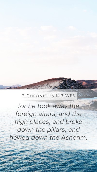 2 Chronicles 14:3 WEB Bible Verse Image