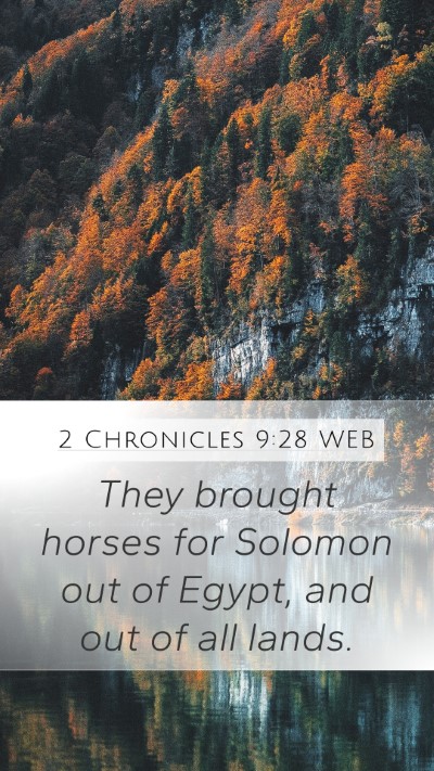 2 Chronicles 9:28 WEB Mobile Phone Wallpaper - They brought horses for Solomon out of Egypt, and - Mobile Bible Verse Wallpaper