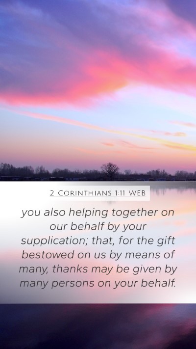 2 Corinthians 1:11 WEB Bible Verse Image