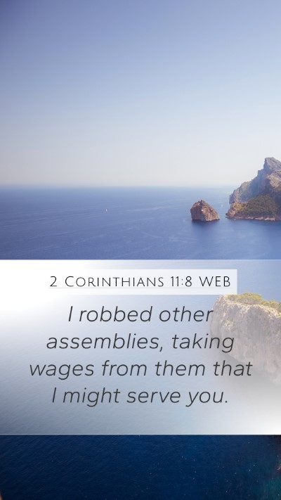 2 Corinthians 11:8 WEB Mobile Phone Wallpaper - I robbed other assemblies, taking wages from them - Mobile Bible Verse Wallpaper