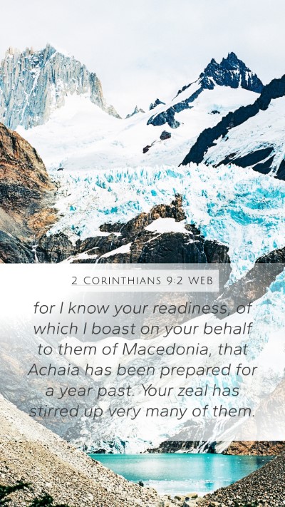 2 Corinthians 9:2 WEB Bible Verse Image
