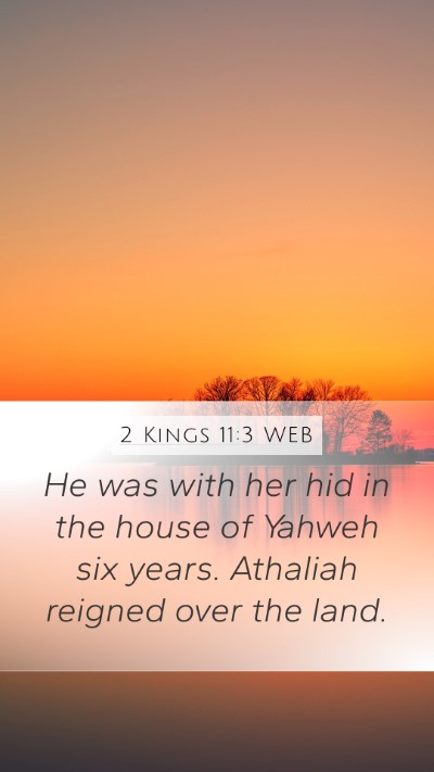 2 Kings 11:3 WEB Mobile Phone Wallpaper - He was with her hid in the house of Yahweh six - Mobile Bible Verse Wallpaper