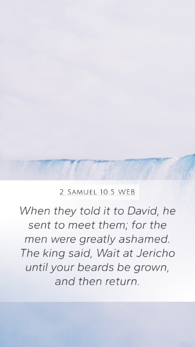2 Samuel 10:5 WEB Mobile Phone Wallpaper - When they told it to David, he sent to meet them; - Mobile Bible Verse Wallpaper