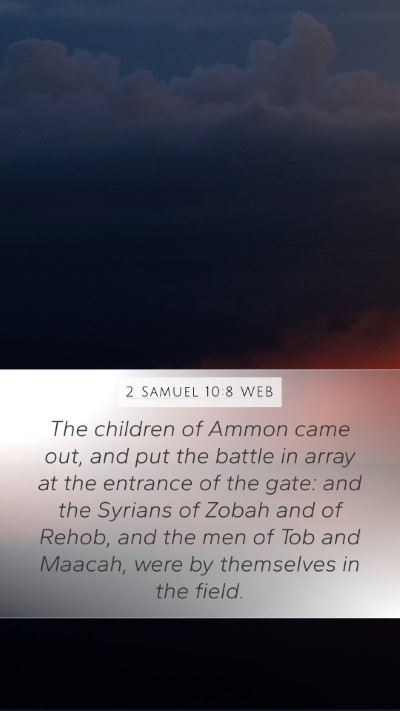 2 Samuel 10:8 WEB Mobile Phone Wallpaper - The children of Ammon came out, and put the - Mobile Bible Verse Wallpaper