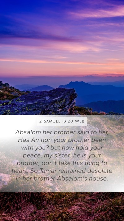 2 Samuel 13:20 WEB Bible Verse Image