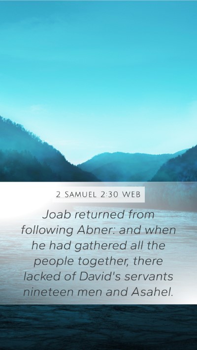 2 Samuel 2:30 WEB Mobile Phone Wallpaper - Joab returned from following Abner: and when he - Mobile Bible Verse Wallpaper