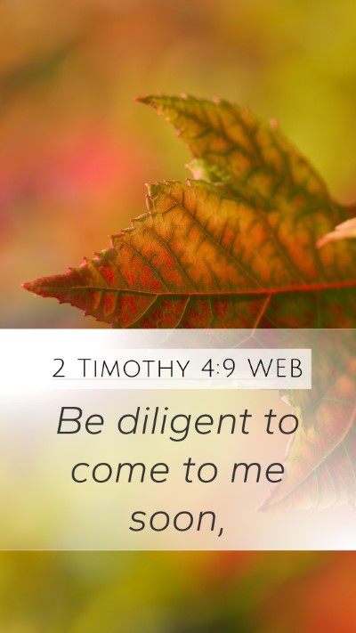 2 Timothy 4:9 WEB Bible Verse Image