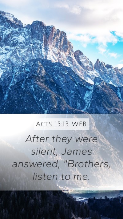 Acts 15:13 WEB Mobile Phone Wallpaper - After they were silent, James answered, - Mobile Bible Verse Wallpaper