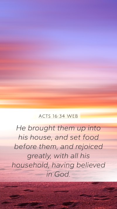 Acts 16:34 WEB Bible Verse Image