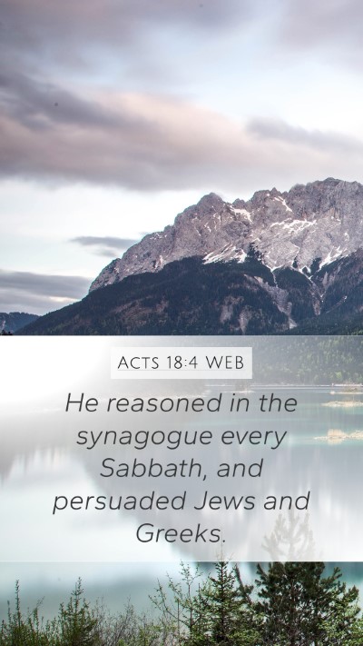Acts 18:4 WEB Bible Verse Image