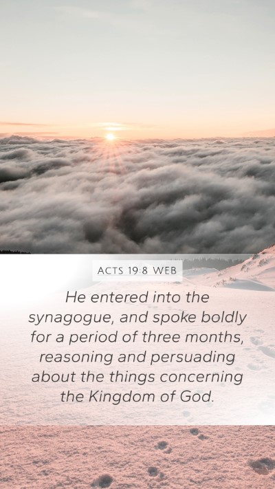 Acts 19:8 WEB Bible Verse Image