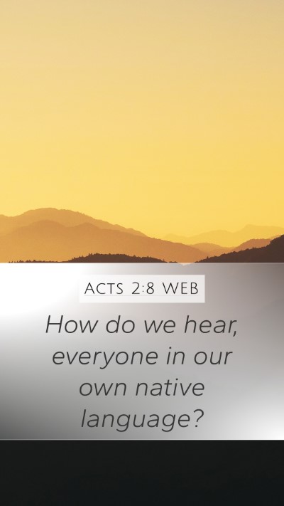Acts 2:8 WEB Mobile Phone Wallpaper - How do we hear, everyone in our own native - Mobile Bible Verse Wallpaper