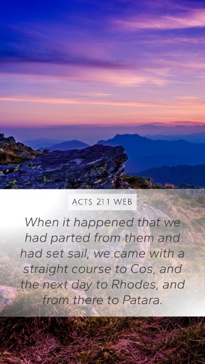 Acts 21:1 WEB Bible Verse Image