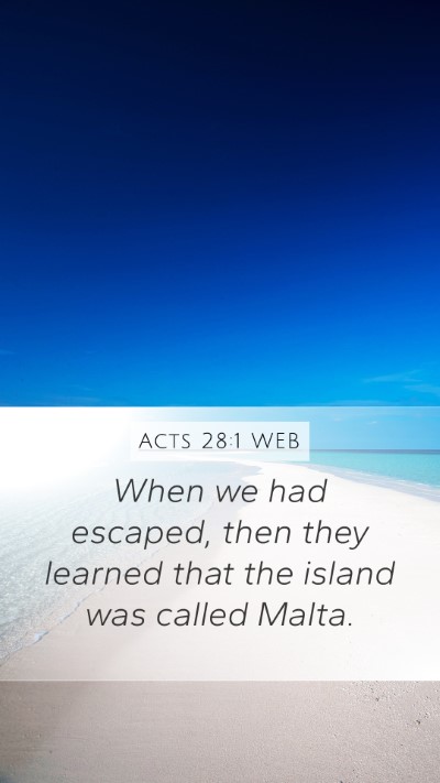 Acts 28:1 WEB Bible Verse Image