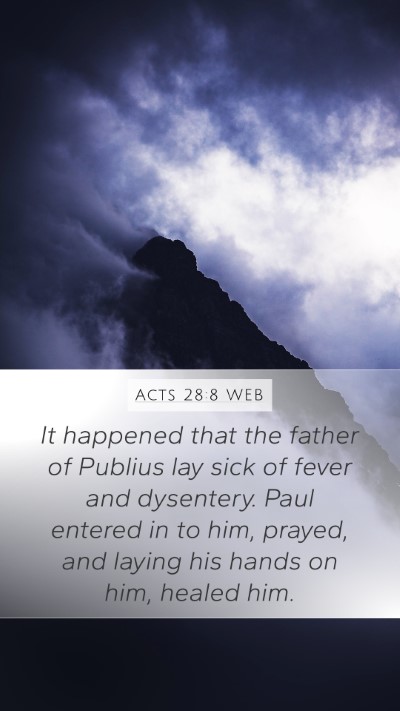 Acts 28:8 WEB Bible Verse Image