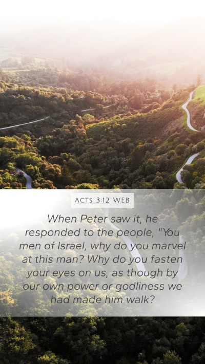 Acts 3:12 WEB Bible Verse Image