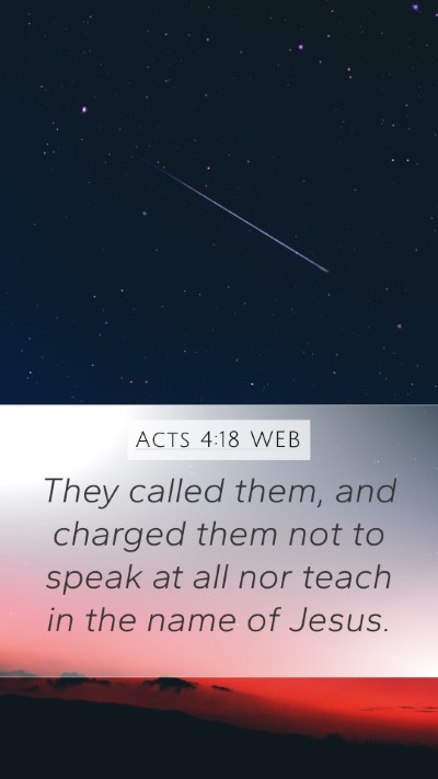 Acts 4:18 WEB Bible Verse Image