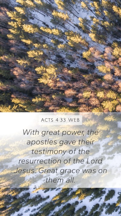 Acts 4:33 WEB Bible Verse Image
