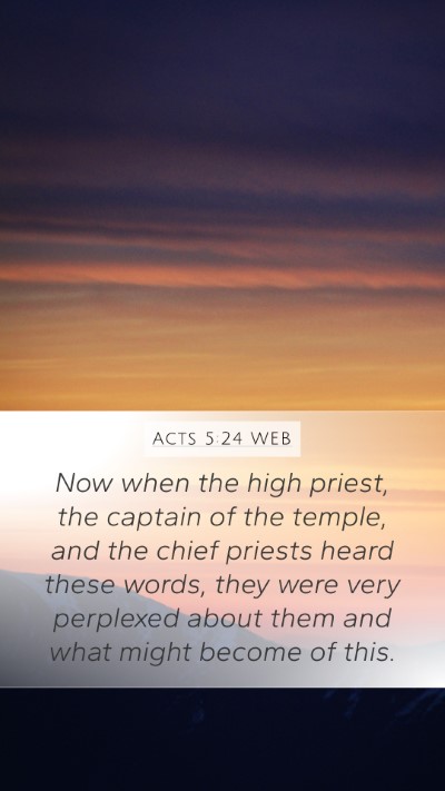 Acts 5:24 WEB Bible Verse Image