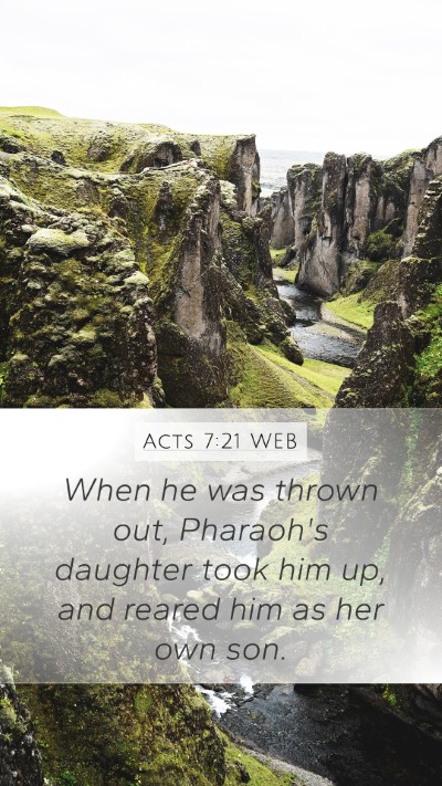 Acts 7:21 WEB Mobile Phone Wallpaper - When he was thrown out, Pharaoh's daughter took - Mobile Bible Verse Wallpaper