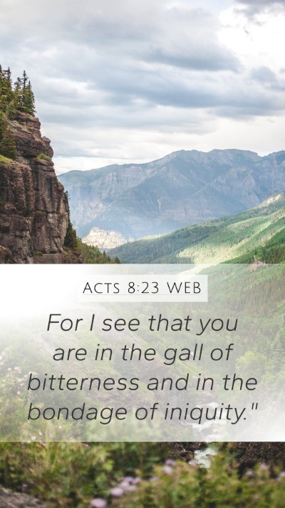 Acts 8:23 WEB Mobile Phone Wallpaper - For I see that you are in the gall of bitterness - Mobile Bible Verse Wallpaper