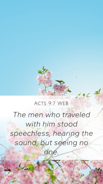 Acts 9:7 WEB Mobile Phone Wallpaper - The men who traveled with him stood speechless, - Mobile Bible Verse Wallpaper