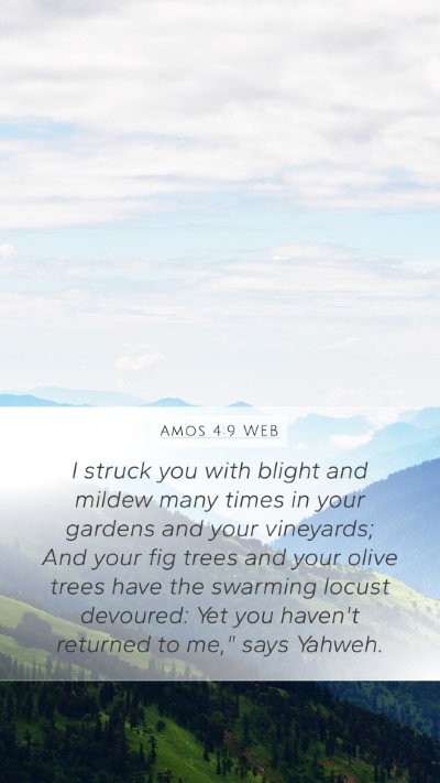 Amos 4:9 WEB Bible Verse Image