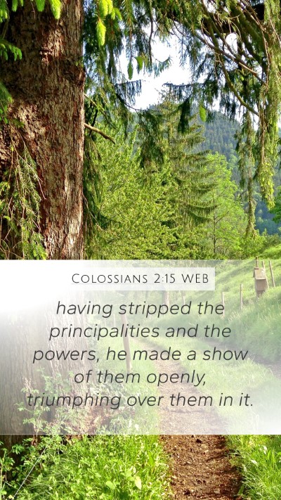 Colossians 2:15 WEB Bible Verse Image