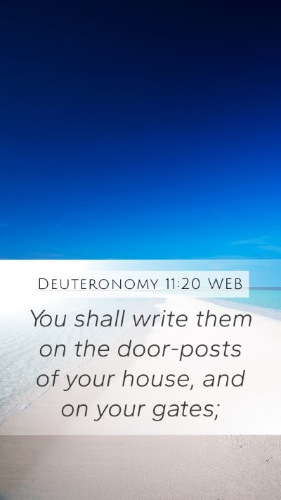 Deuteronomy 11:20 WEB Mobile Phone Wallpaper - You shall write them on the door-posts of your - Mobile Bible Verse Wallpaper